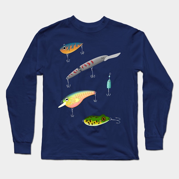 Fishing Lures Long Sleeve T-Shirt by madiwohl